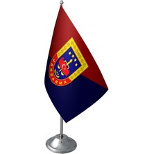 Satürn Design Masaüstü Jandarma Bayrağı Krom Direk Masa Bayrak Seti