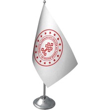 Satürn Design Masaüstü Kültür ve Turizm Bakanlığı Bayrağı Krom Direk Masa Bayrak Seti