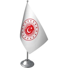 Satürn Design Masaüstü Milli Savunma Bakanlığı Bayrağı Krom Direk Masa Bayrak Seti