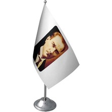 Masa Üstü Atatürk Bayrağı Krom Direk Masa Bayrak Seti