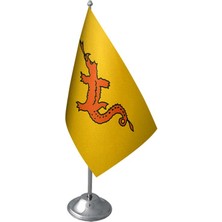 Masa Üstü Büyük Hun Imparatorluğu Bayrağı Krom Direk Masa Bayrak Seti