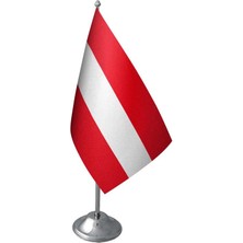 Masa Üstü Avusturya Bayrağı Krom Direk Masa Bayrak Seti