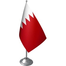 Masa Üstü Bahreyn Bayrağı Krom Direk Masa Bayrak Seti