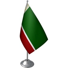 Masa Üstü Çeçenistan Bayrağı Krom Direk Masa Bayrak Seti