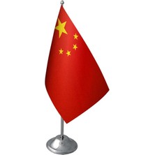 Masa Üstü Çin Bayrağı Krom Direk Masa Bayrak Seti