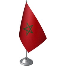 Masa Üstü Fas Bayrağı Krom Direk Masa Bayrak Seti