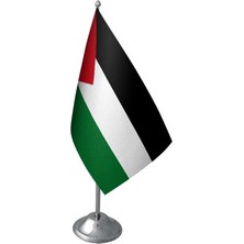 Masa Üstü Filistin Bayrağı Krom Direk Masa Bayrak Seti