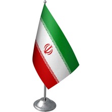 Masa Üstü Iran Bayrağı Krom Direk Masa Bayrak Seti