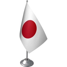 Masa Üstü Japonya Bayrağı Krom Direk Masa Bayrak Seti