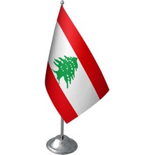 Masa Üstü Lübnan Bayrağı Krom Direk Masa Bayrak Seti