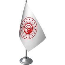 Satürn Design Masaüstü Ticaret Bakanlığı Bayrağı Krom Direk Masa Bayrak Seti