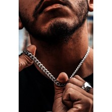 Bluem Erkek Gri Zincir Kalın Arpa Model - Ithal Kararmaz Çelik Erkek Zincir