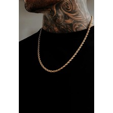 Bluem Erkek Sarı Zincir Burgu Model - Ithal Kararmaz Çelik Erkek Zincir