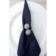 Emtory Home  6'lı gümüş halkalı simli gümüş boncuklu peçete yüzüğü