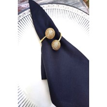 Emtory Home  12'li gold halkalı simli gold boncuklu peçete yüzüğü