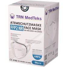 TRN MedTeks Ffp2 / N95 Maske - Maksimed Medikal 5 Katlı Meltblownlu - 50'li Kutu - Beyaz