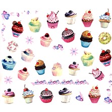 Dumledo Tatlı Cupcakeler Serisi-2 Nail Art Tırnak Sticker