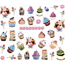 Dumledo Tatlı Cupcakeler Serisi-6 Nail Art Tırnak Sticker