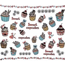 Dumledo Tatlı Cupcakeler Serisi-9 Nail Art Tırnak Sticker