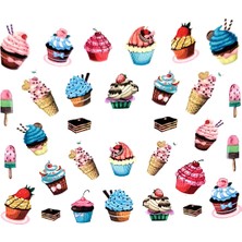 Dumledo Tatlı Cupcakeler Serisi-10 Nail Art Tırnak Sticker