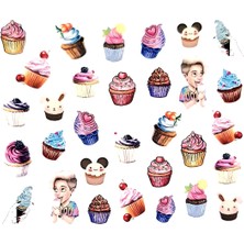 Dumledo Tatlı Cupcakeler Serisi-12 Nail Art Tırnak Sticker