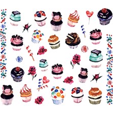 Dumledo Tatlı Cupcakeler Serisi-8 Nail Art Tırnak Sticker