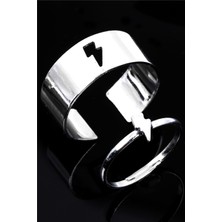 Labalaba Şimşek Figürlü Gümüş Renk Lak Kaplama Ayarlanabilir 2'li Çift Yüzük