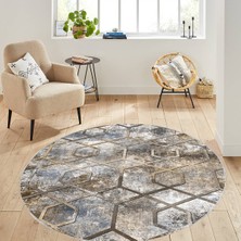 Rovigo Home Dijital Baskı Yıkanabilir Kaymaz Taban Yuvarlak Halı Rvg7101100