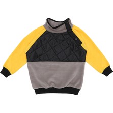 Berselüx  Dağcı Omuzdan Çıtçıtlı Kapitoneli Kız-Erkek Unisex Çocuk Polar Sweatshirt Gri, Sarı, Siyah 1-8 Yaş.