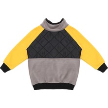 Berselüx  Dağcı Omuzdan Çıtçıtlı Kapitoneli Kız-Erkek Unisex Çocuk Polar Sweatshirt Gri, Sarı, Siyah 1-8 Yaş.
