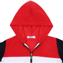 Berselüx Best Tam Boy Fermuarlı, Kapüşonlu, Cepli Çocuk Polar Sweatshirt 1-8 Yaş Kırmızı, Lacivert, Beyaz