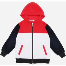 Berselüx Best Tam Boy Fermuarlı, Kapüşonlu, Cepli Çocuk Polar Sweatshirt 1-8 Yaş Kırmızı, Lacivert, Beyaz