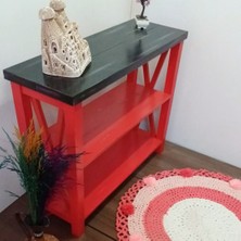 Roys Ahşap 120 cm Kırmızı Siyah Masif Dresuar