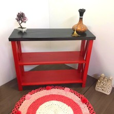 Roys Ahşap 120 cm Kırmızı Siyah Masif Dresuar