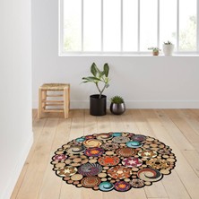 Rovigo Home Dijital Baskı Yıkanabilir Kaymaz Taban Yuvarlak Halı Rvg7016100