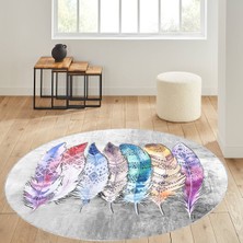 Rovigo Home Dijital Baskı Yıkanabilir Kaymaz Taban Yuvarlak Halı Rvg7087100