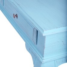 Roys Ahşap 120 cm Çekmeceli Açık Mavi Eskitme Dresuar