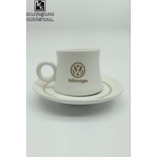 Porselen 6 Kişilik Kahve Fincan Takımı Yaldızlı Firmaya Özel Volkswagen
