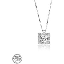 Gumush Swarovski Taşlı Gümüş Tektaş Kadın Kolye