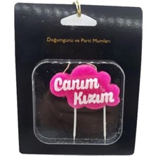 Dipak Pembe Bulutlu Canım Kızım Yazılı Pasta Üstü Doğum Günü Mumu