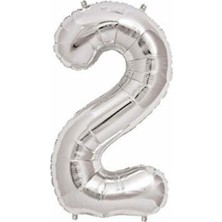 Dipak Gümüş Renk 2 Rakam Folyo Balon 40 Inç 100 cm