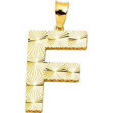 Bilezikci F Harfi 3 Boyutlu Altın Kolye Ucu