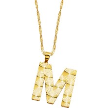 Bilezikci M Harfi 3 Boyutlu Altın Kolye