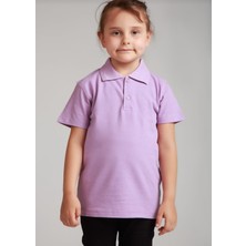 HMZ Unisex Lila Polo Yaka Kısa Kol Lakost T-Shirt