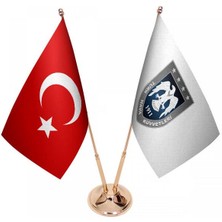 Satürn Masaüstü Hava Kuvvetleri Bayrağı Türk Bayrağı Ikili Pirinç Direk Masa Bayrak Seti