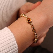 Adil Idil Kuyumculuk Turuncu Göz Nazar Boncuklu Bileklik