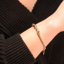 Adil Idil Kuyumculuk Üç Renk Dorika Detaylı Burgu Zincir Bileklik