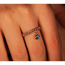 Adil Idil Kuyumculuk 14 Ayar Nazar Boncuğu Detaylı Bronz Renk Yüzük