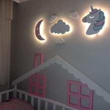 Işıklı Toplar Dükkanı Dekoratif Ahşap Çocuk Odası Ledli Unicorn Aydede Bulut Gece Lambası