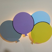 Işıklı Toplar Dükkanı Dekoratif Ahşap Çocuk Odası Ledli Dörtlü Balon Gece Lambası